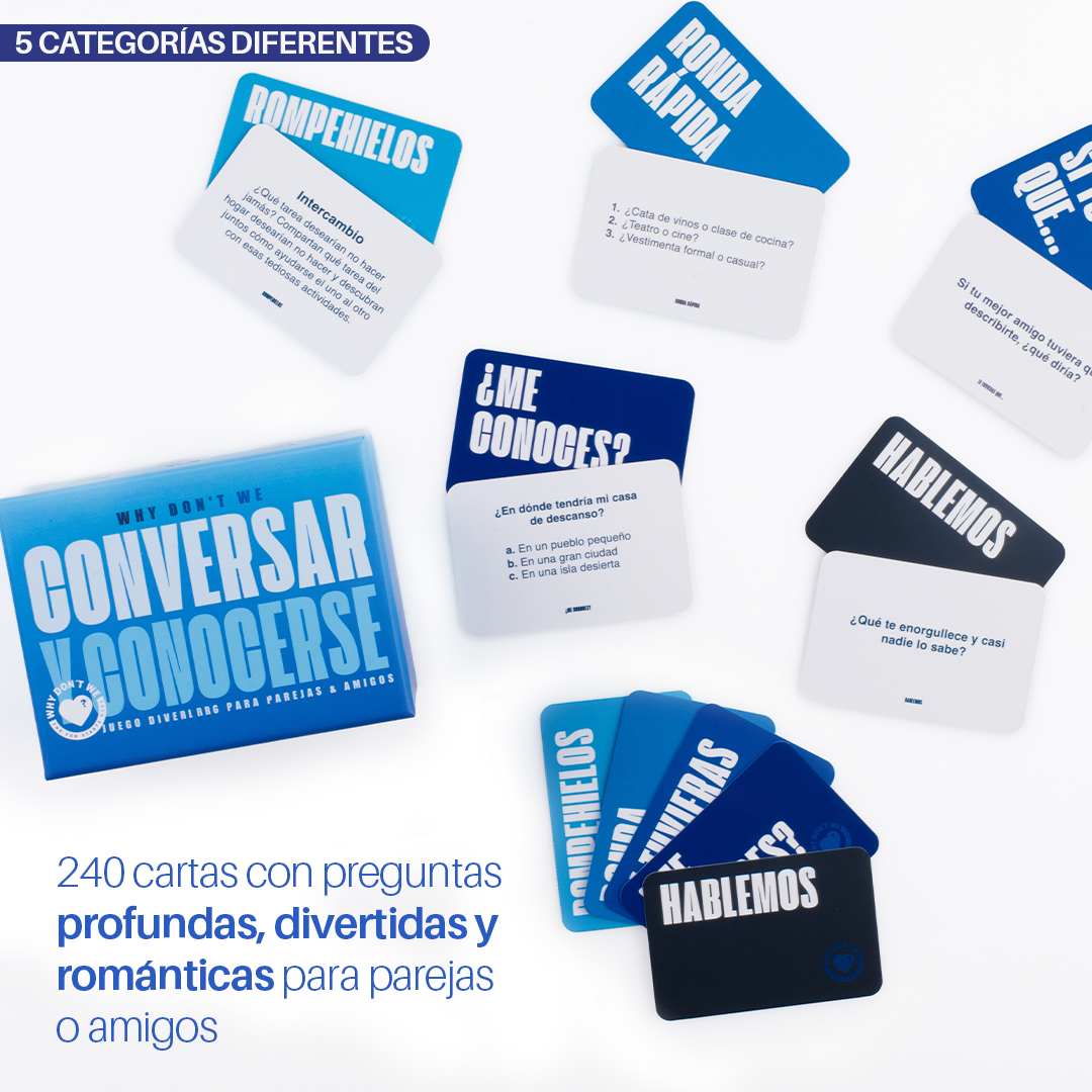 Talk for Hours juego de cartas con caja abierta mostrando los mazos